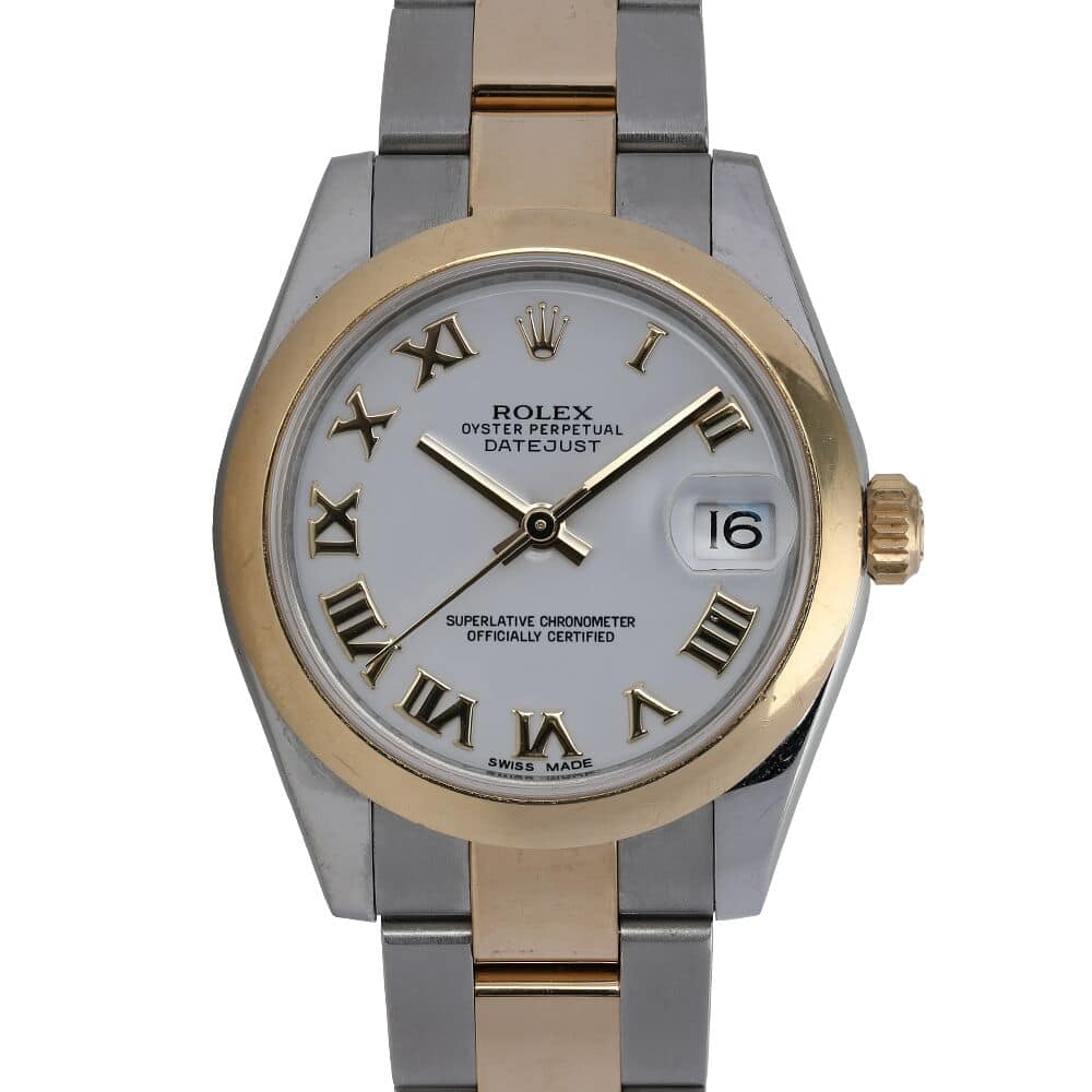Rolex Datejust 31mm White Roman Numerals Dial Oyster Bracelet Two Tone Watch 178243