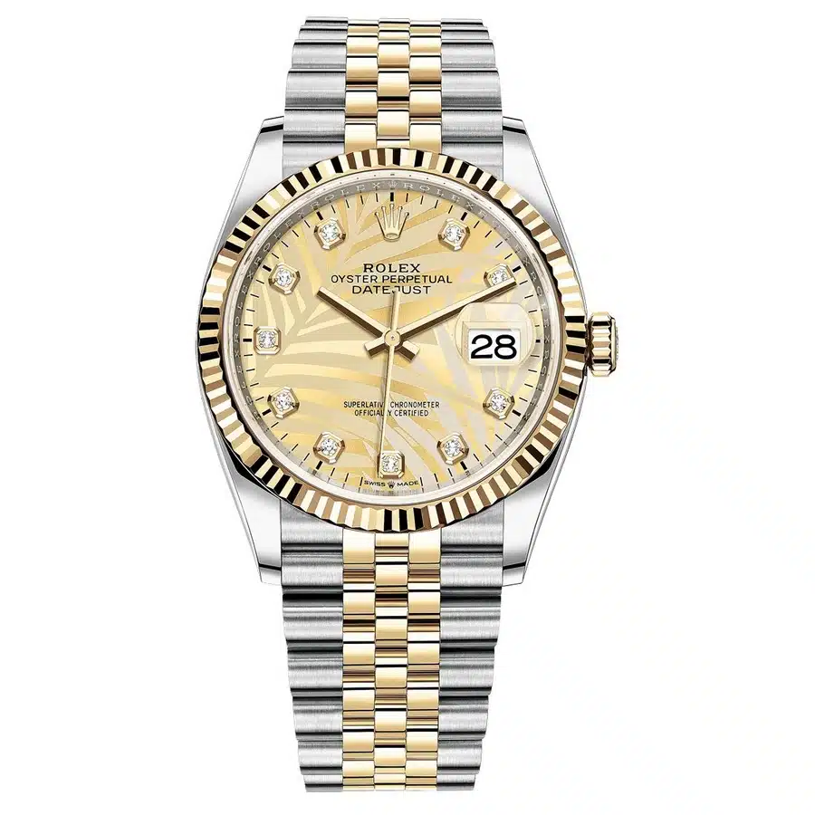 Rolex Datejust 126233-0043 36MM Stainless Steel & Yellow Gold with Champagne Palm Diamond Watch