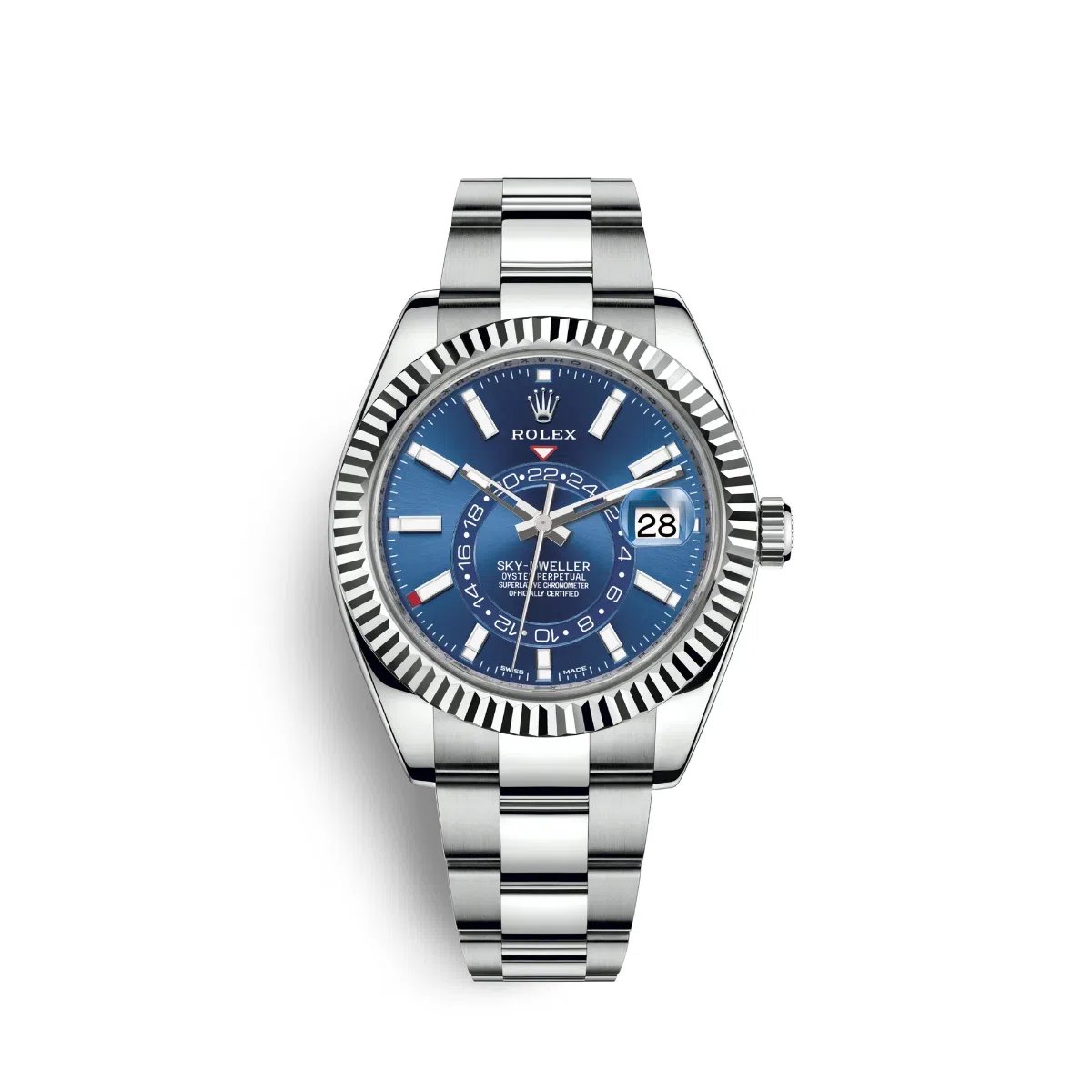 Rolex Sky-Dweller White Gold Bezel 42mm 326934 Stainless Steel Watch Blue Dial 2020