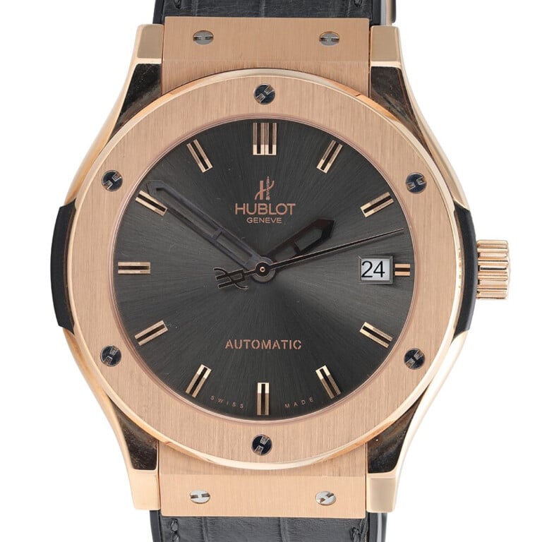 Hublot Classic Fusion 511.PX.7080.LR Rose Gold Watch Black Leather Strap