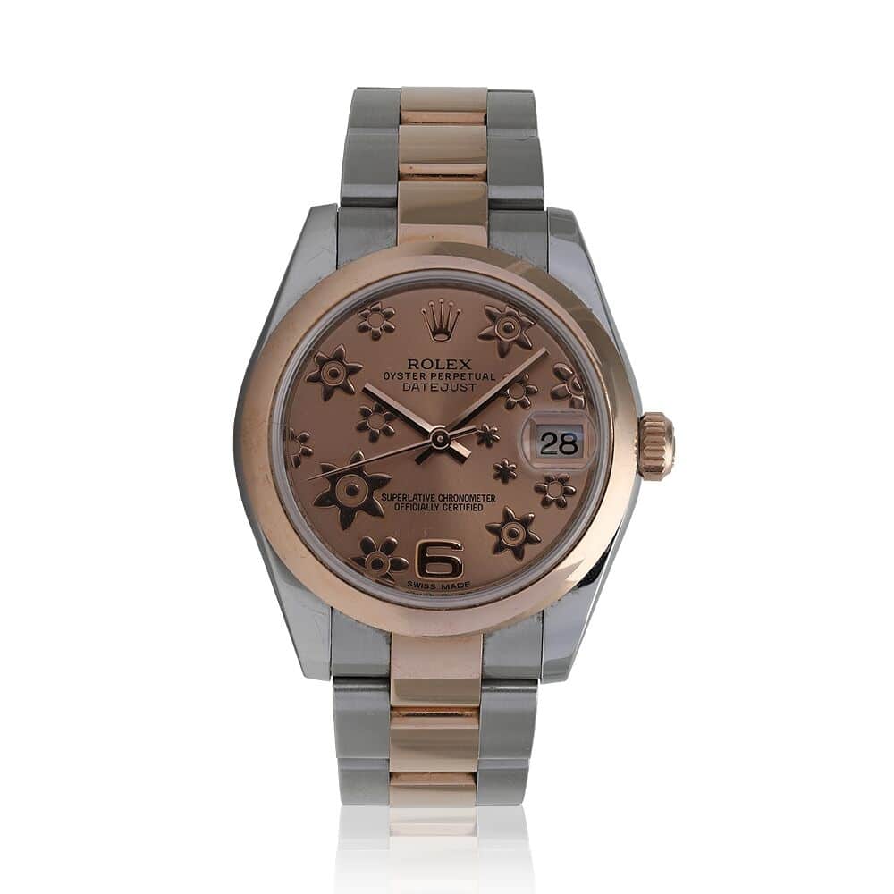 Rolex Datejust 31mm 178241 Steel & Pink Gold Watch Pink Flower Dial