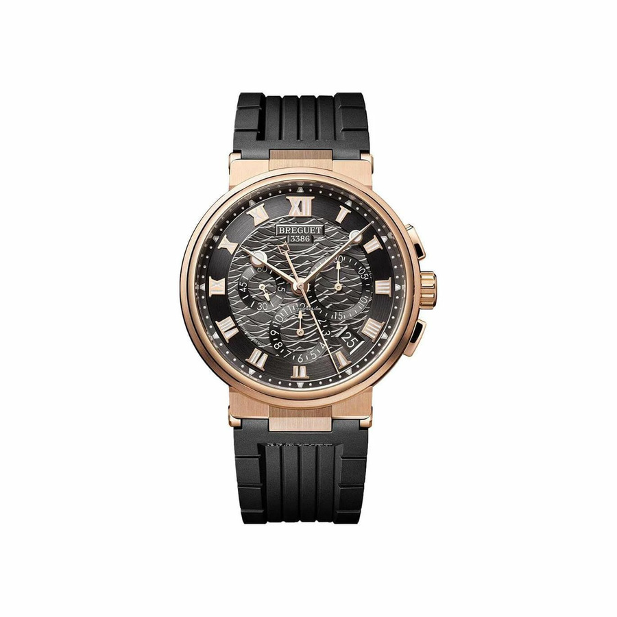 Breguet Marine Chrono 42mm Rose Gold 5527BRG35WV Black Rubber Watch Grey Dial 2024