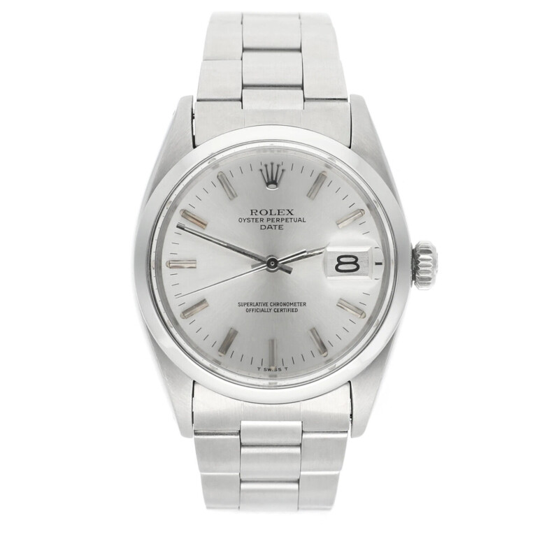 Rolex Date Stainless Steel Silver Dial Vintage Watch 1500 Circa 1975