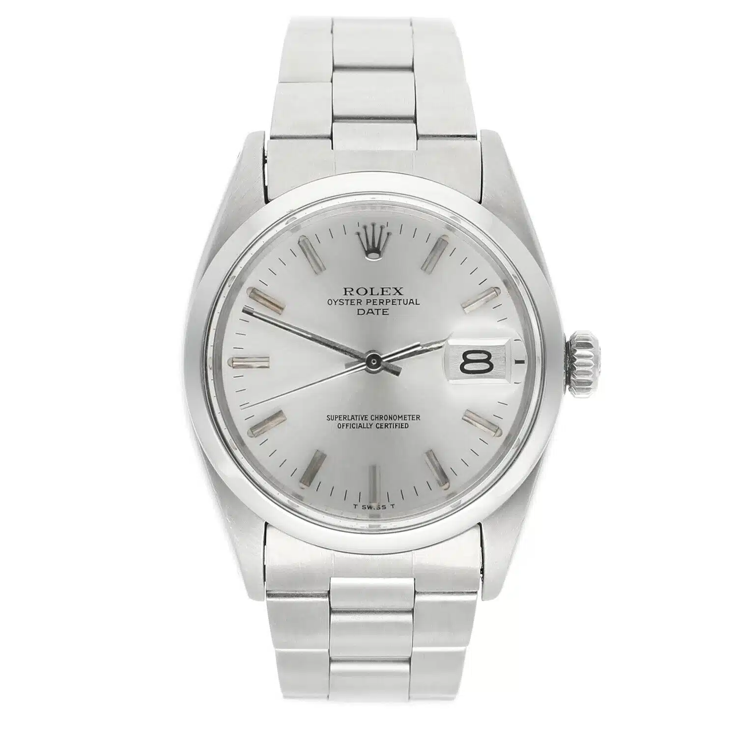 Rolex Date Stainless Steel Silver Dial Vintage Watch 1500 Circa 1975
