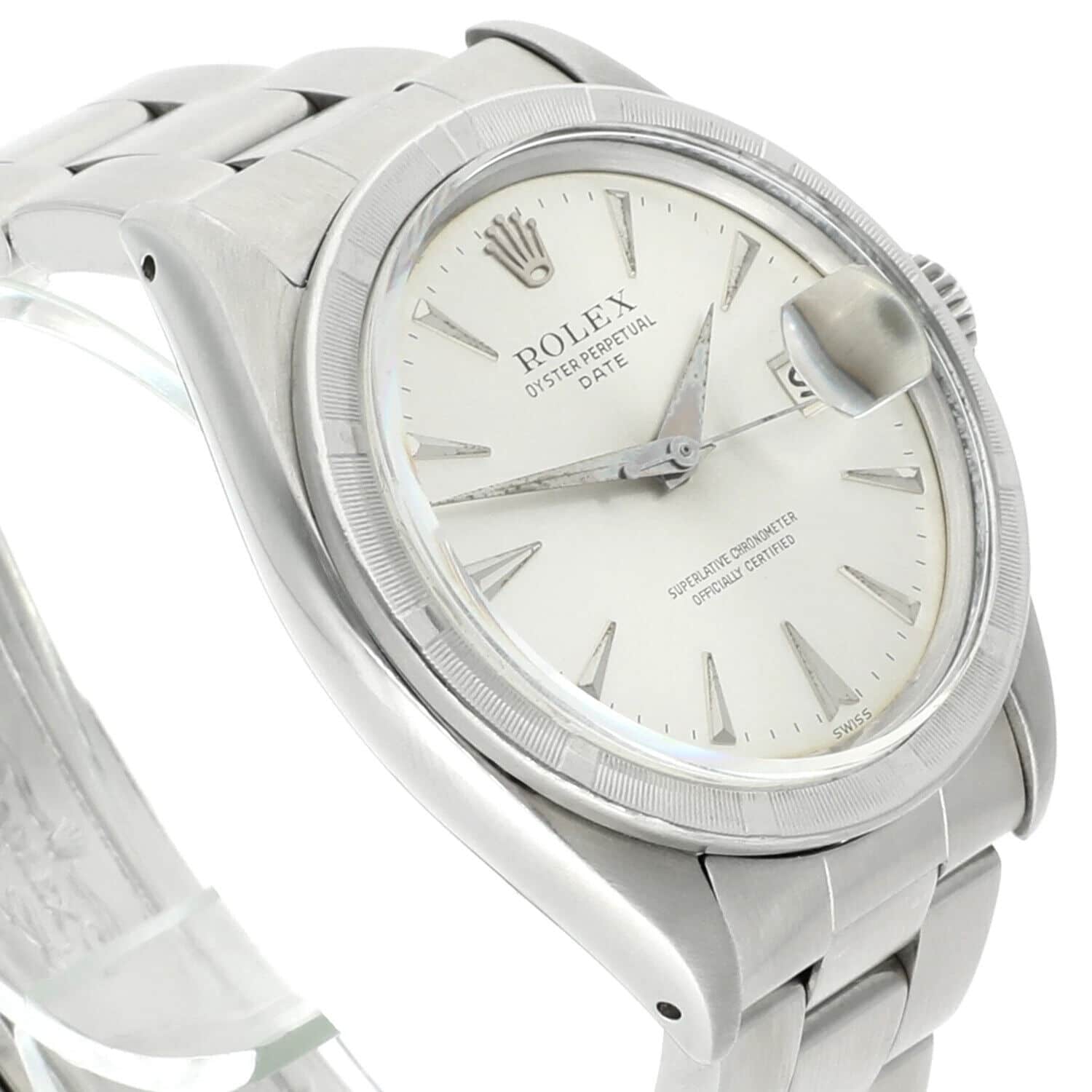 Rolex Oyster Perpetual Date Stainless Steel Watch 1501 Silver Dial Oyster Band Vintage 1962