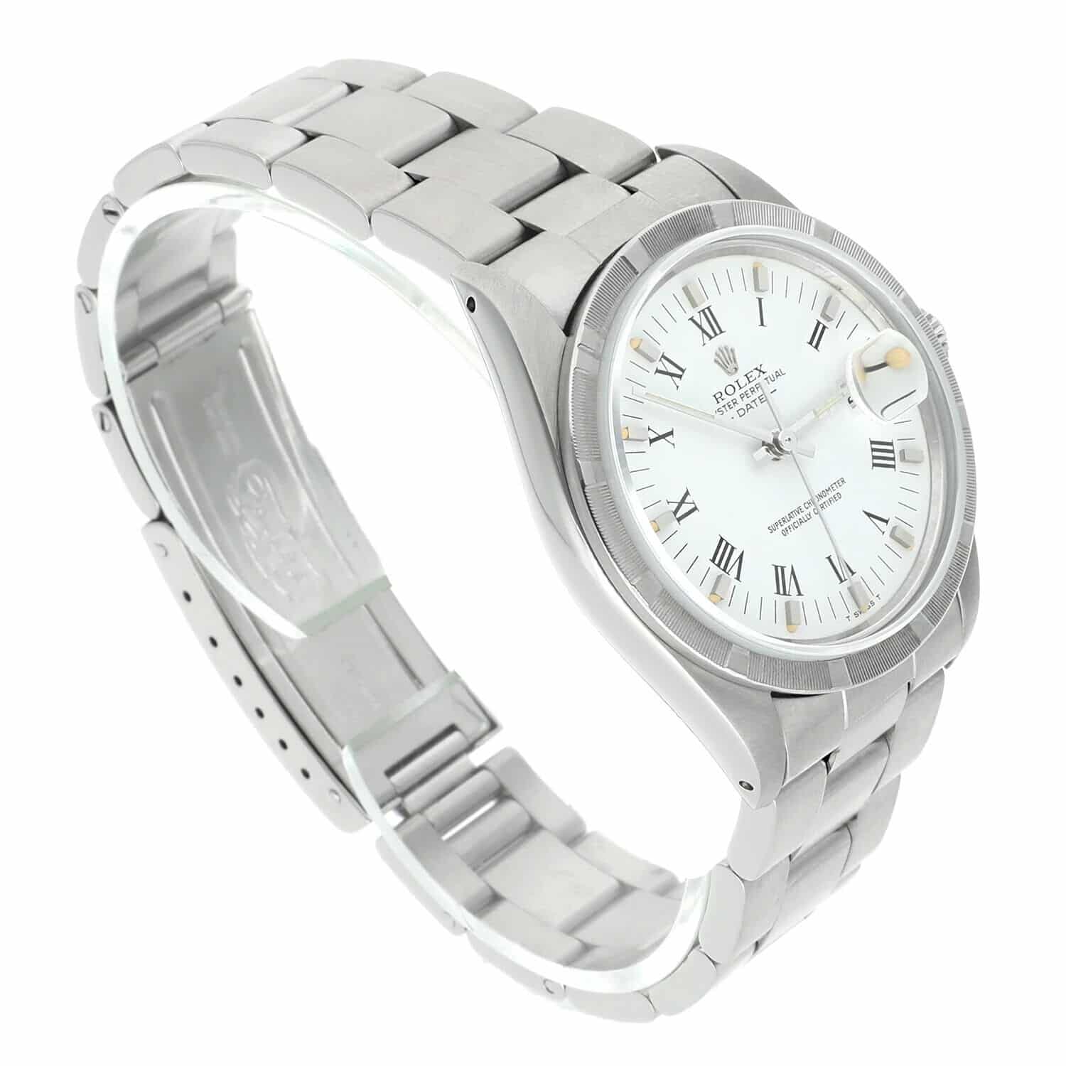 Rolex Oyster Perpetual Date Unisex Stainless Steel Watch Oyster White Roman Dial 15010 Circa - 1988