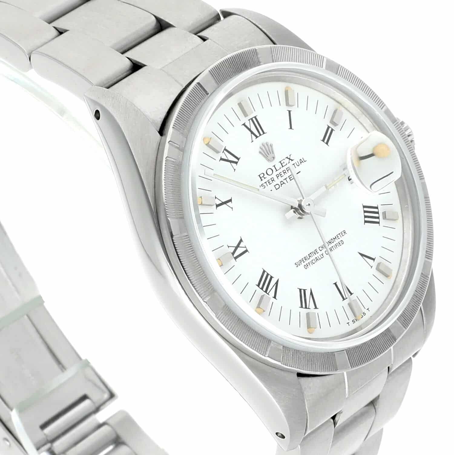 Rolex Oyster Perpetual Date Unisex Stainless Steel Watch Oyster White Roman Dial 15010 Circa - 1988