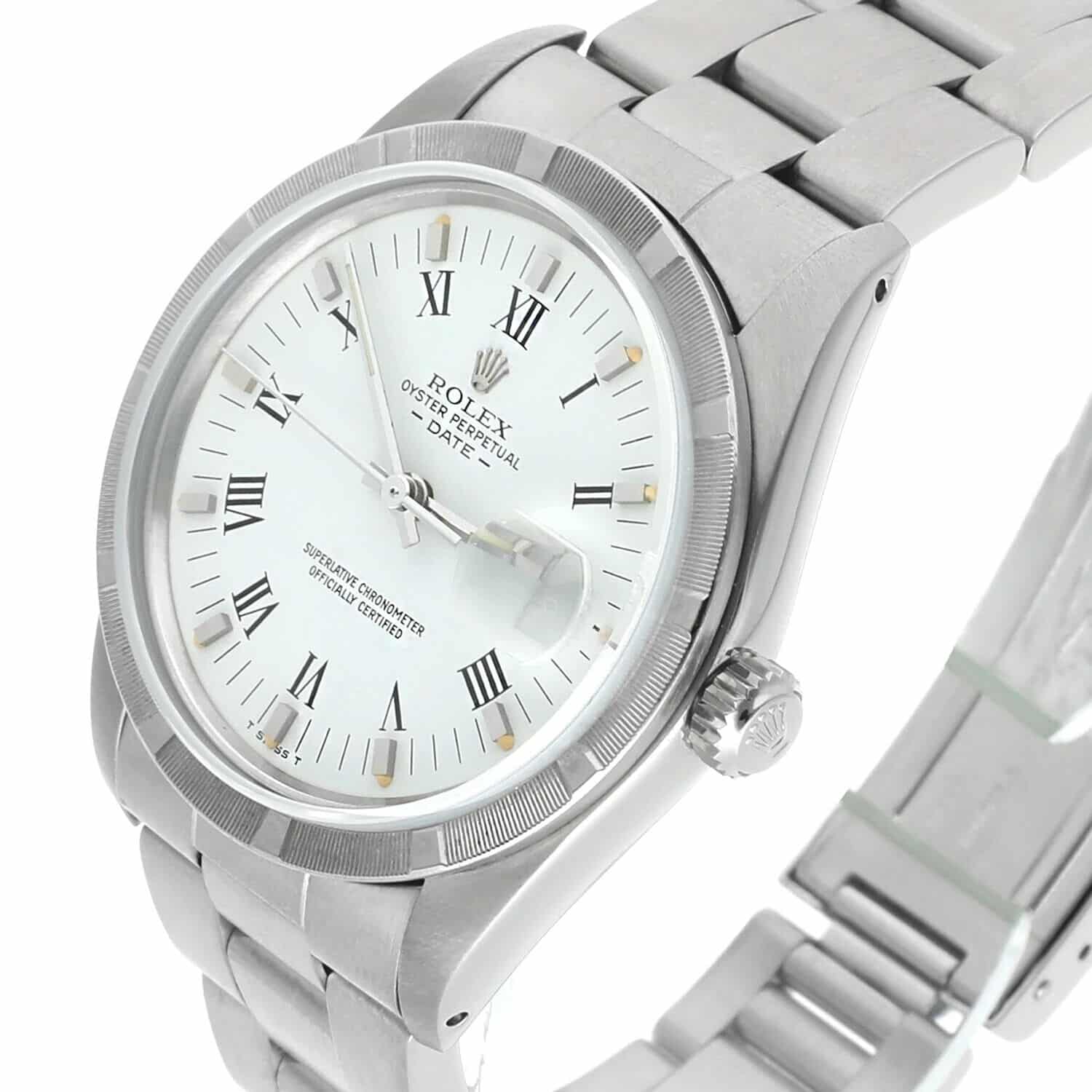 Rolex Oyster Perpetual Date Unisex Stainless Steel Watch Oyster White Roman Dial 15010 Circa - 1988