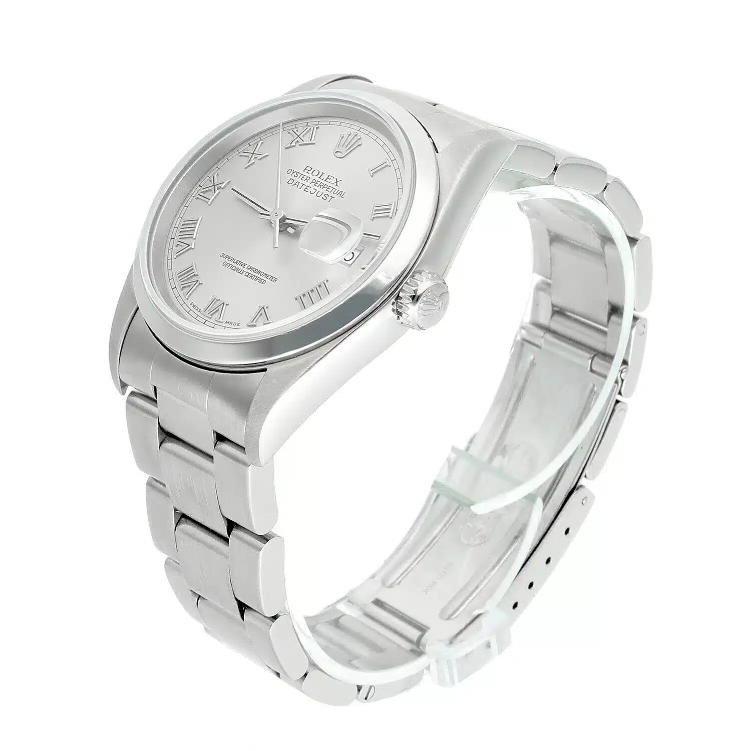 Rolex Datejust 16200 36mm Mens Stainless Steel Watch with Oyster Band and Silver Dial – image 3