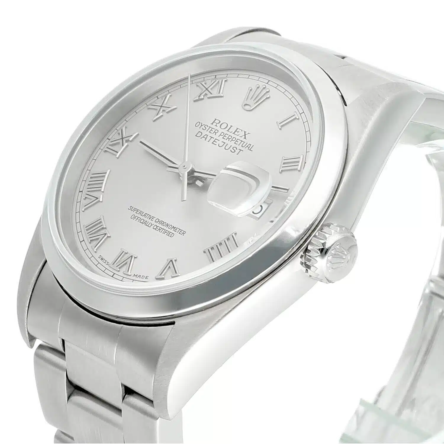 Rolex Datejust 16200 36mm Mens Stainless Steel Watch with Oyster Band and Silver Dial – image 4