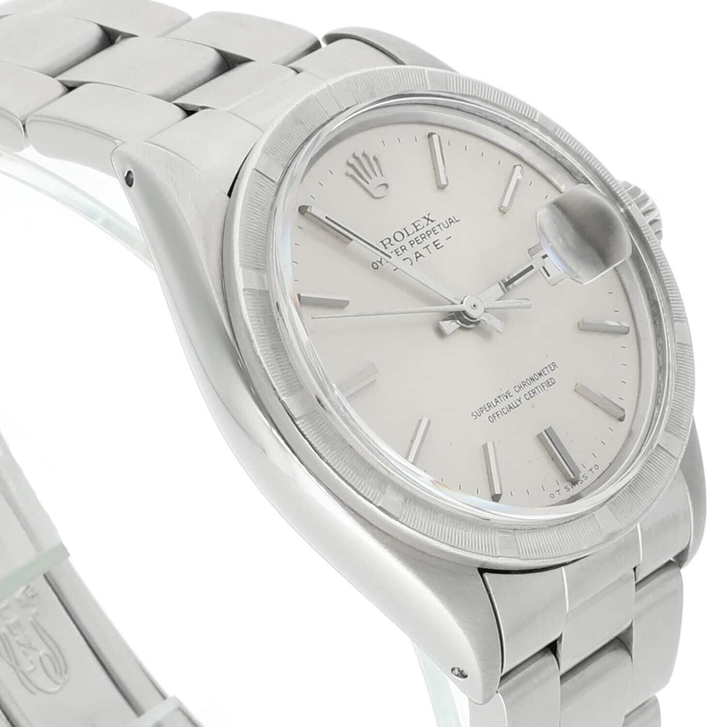 Rolex Oyster Perpetual Date Stainless Steel Watch Silver Dial Oyster Band Vintage 1501