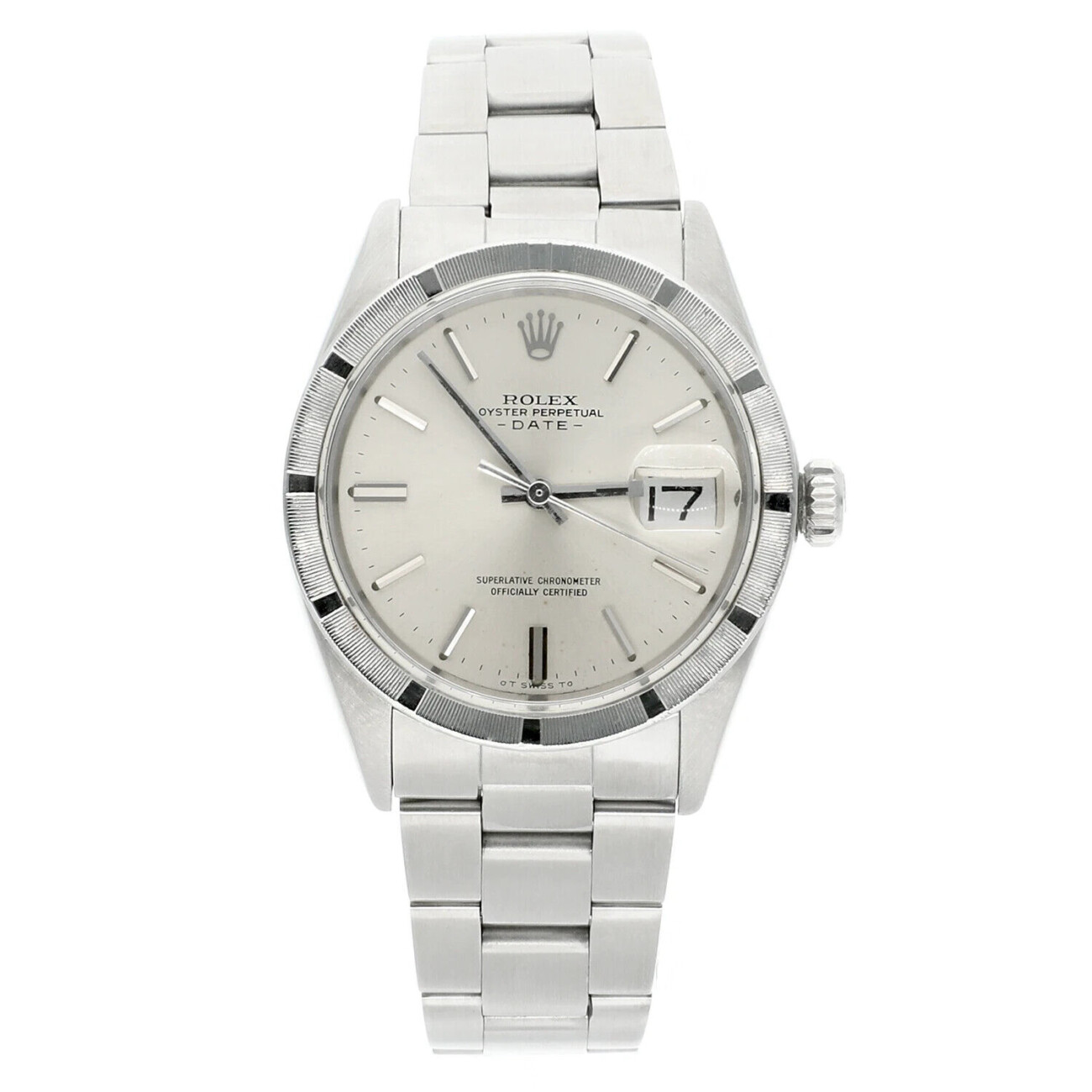 Rolex Oyster Perpetual Date Stainless Steel Watch Silver Dial Oyster Band Vintage 1501
