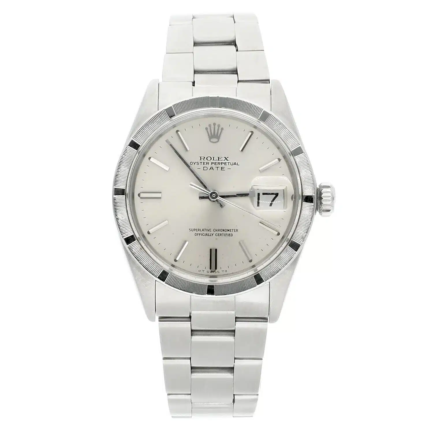 Rolex Oyster Perpetual Date Stainless Steel Watch Silver Dial Oyster Band Vintage 1501