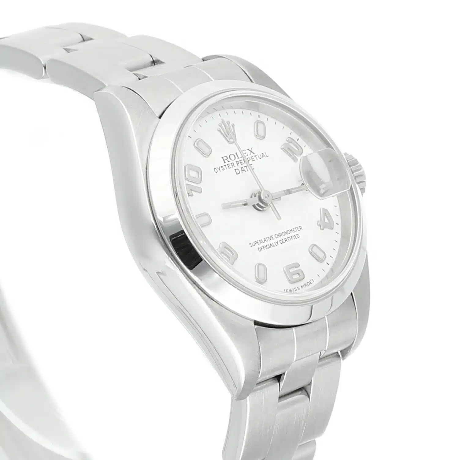 Rolex Date 69160 White Dial Oyster Bracelet Steel Ladies Watch – image 5