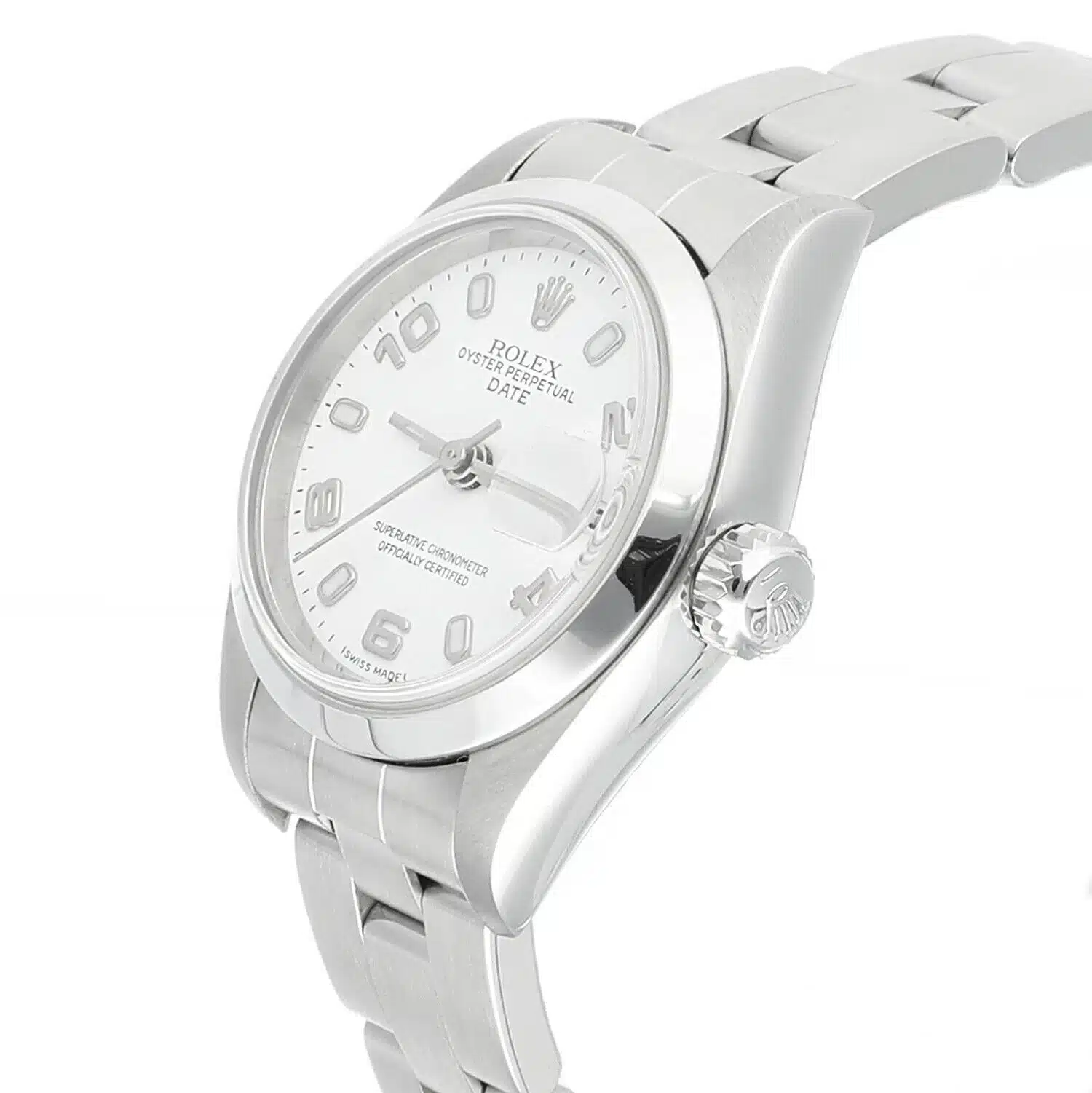 Rolex Date 69160 White Dial Oyster Bracelet Steel Ladies Watch – image 3