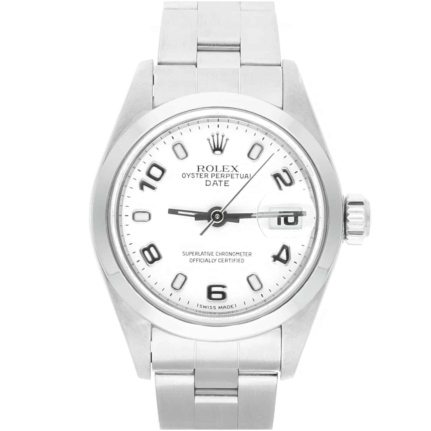 Rolex Date White Dial Oyster Bracelet Steel Ladies Watch 69160