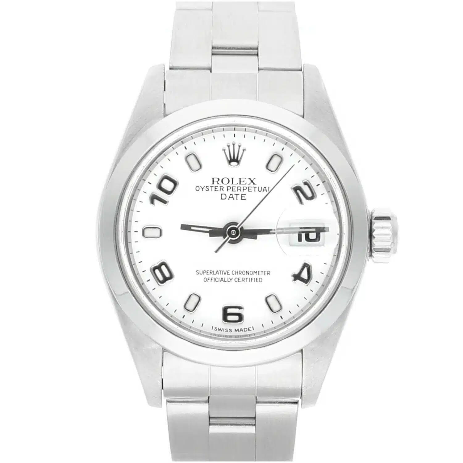 Rolex Date White Dial Oyster Bracelet Steel Ladies Watch 69160