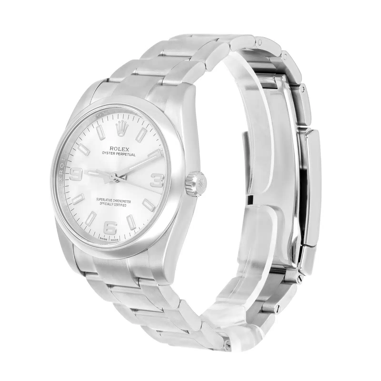 Rolex Oyster Perpetual 34mm 114200 Stainless Steel Watch Silver Index Dial Box Warranty MINT – image 6