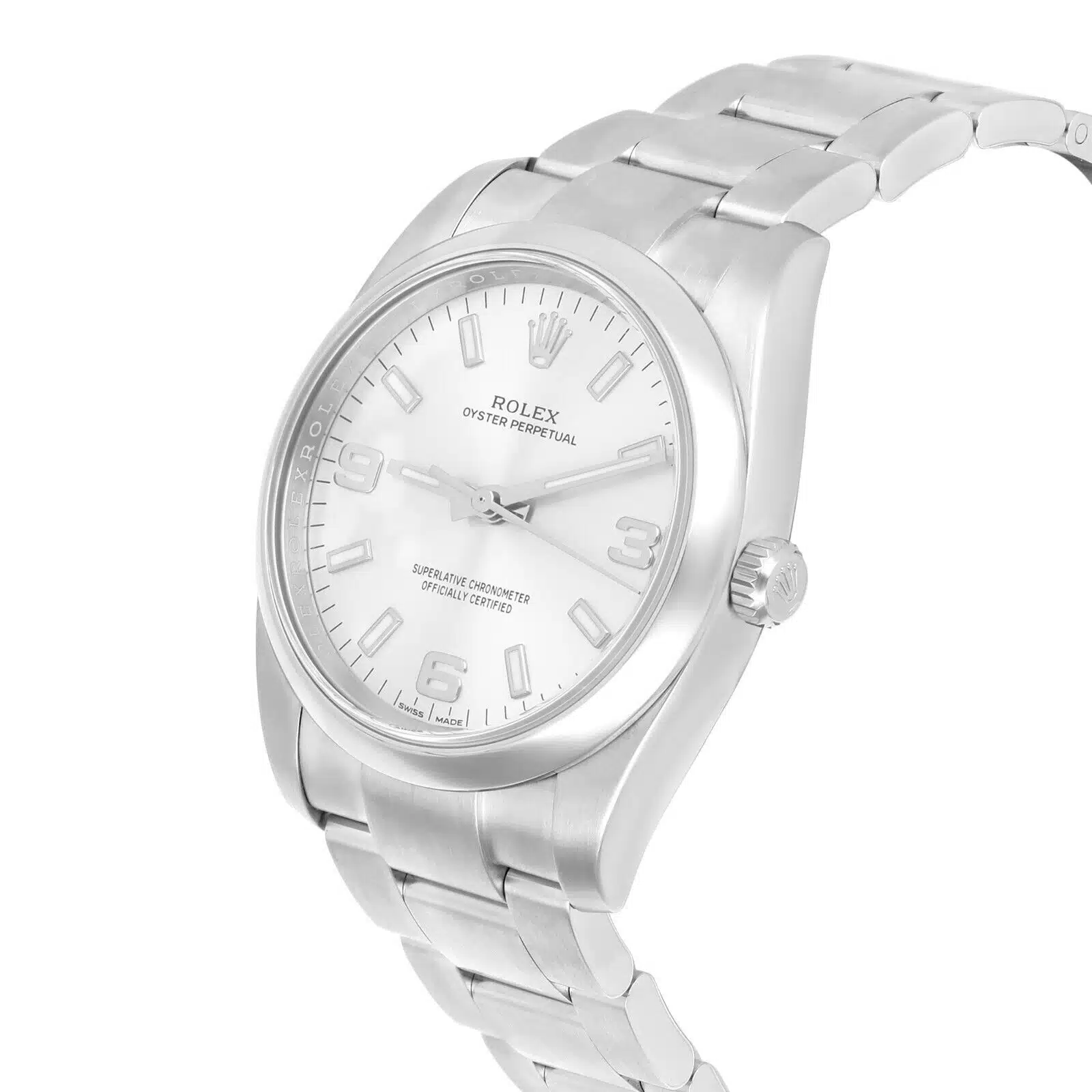 Rolex Oyster Perpetual 34mm 114200 Stainless Steel Watch Silver Index Dial Box Warranty MINT – image 3