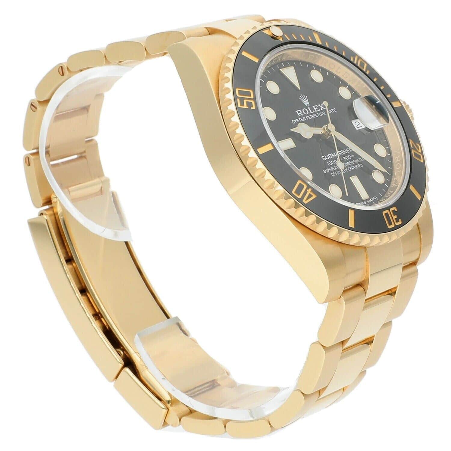 Rolex Submariner Date Ceramic Bezel Yellow Gold Black 116618LN Men's Watch