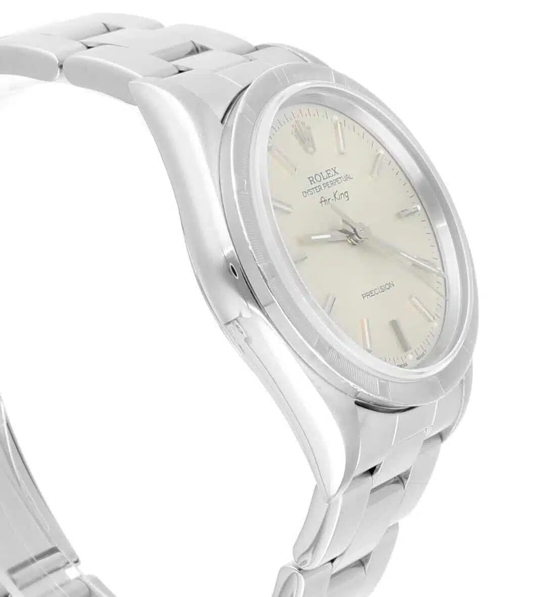 Rolex Air King 34mm 14010 Silver Dial Engine Turned Bezel Steel Mens Watch – image 7