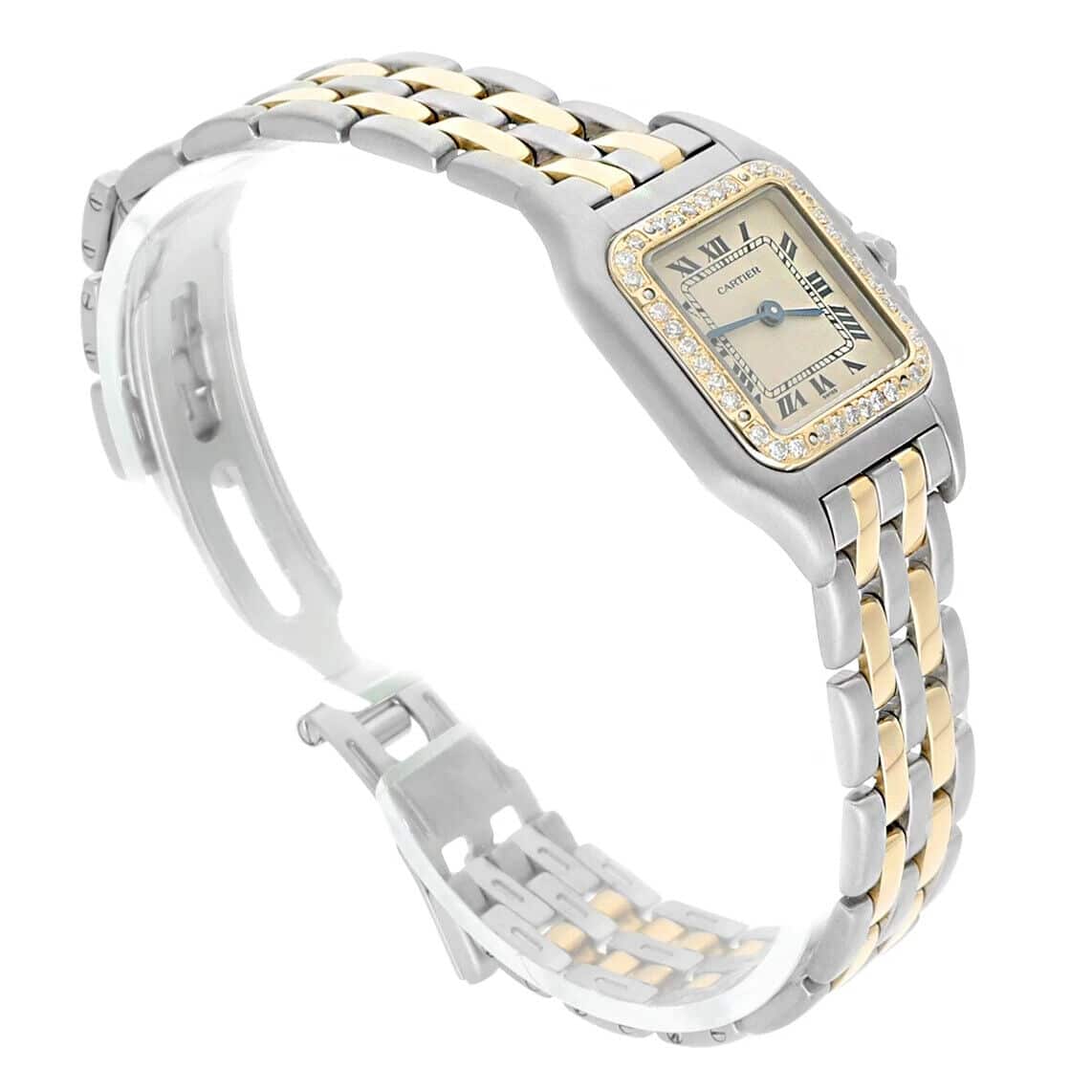 Cartier Panthère Steel Yellow Gold Two Row Bracelet Ladies Watch