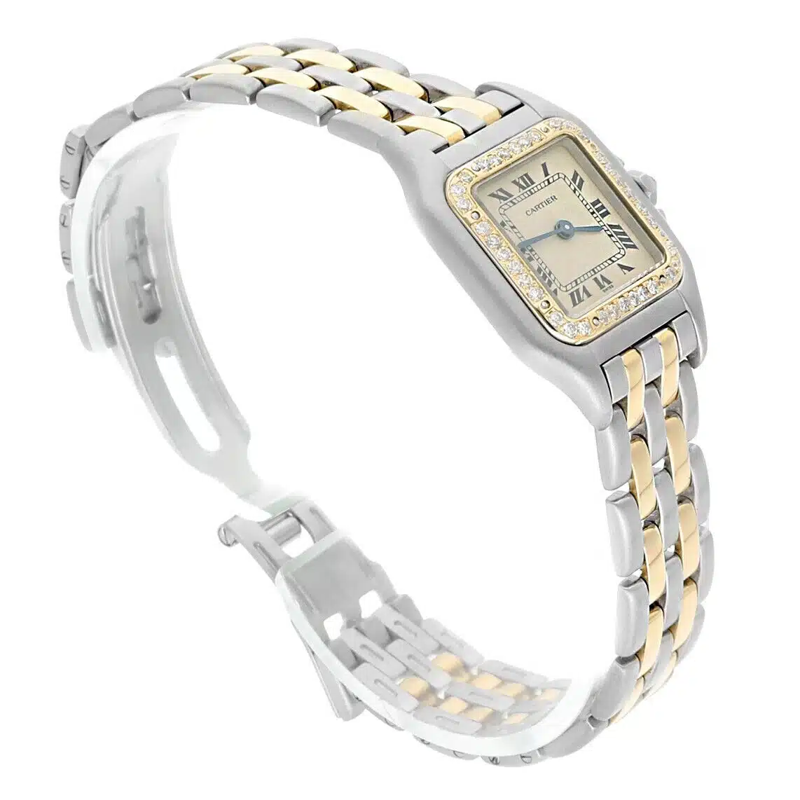 Cartier Panthère Steel Yellow Gold Two Row Bracelet Ladies Watch – image 5