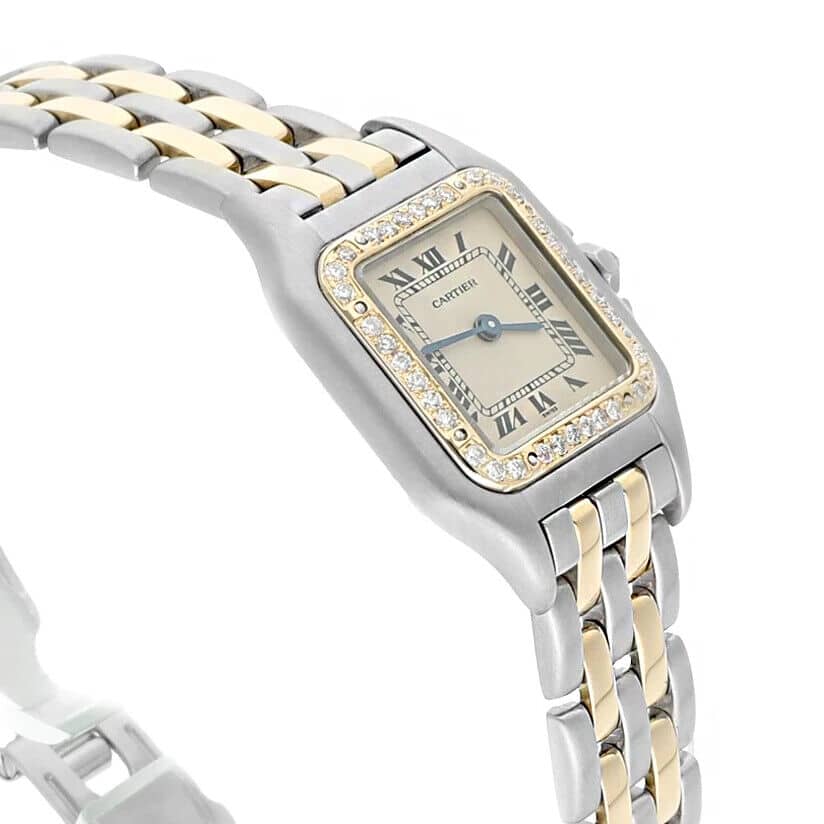 Cartier Panthère Steel Yellow Gold Two Row Bracelet Ladies Watch