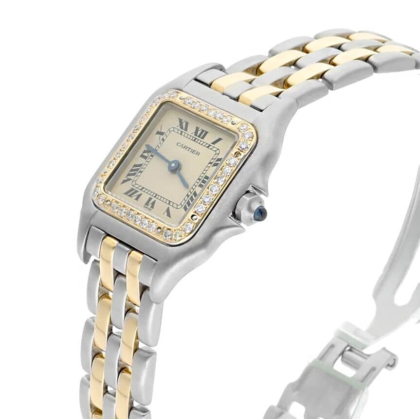 Cartier Panthère Steel Yellow Gold Two Row Bracelet Ladies Watch