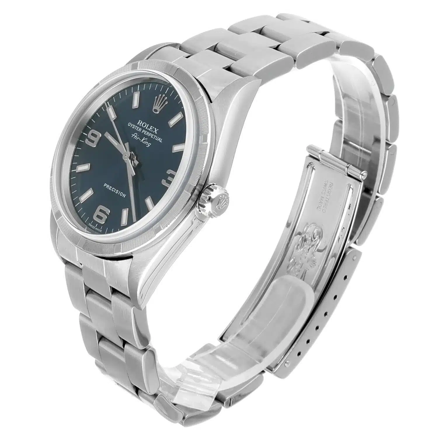 Rolex Air King 34mm 14010 Blue Stainless Steel Oyster Watch – image 4