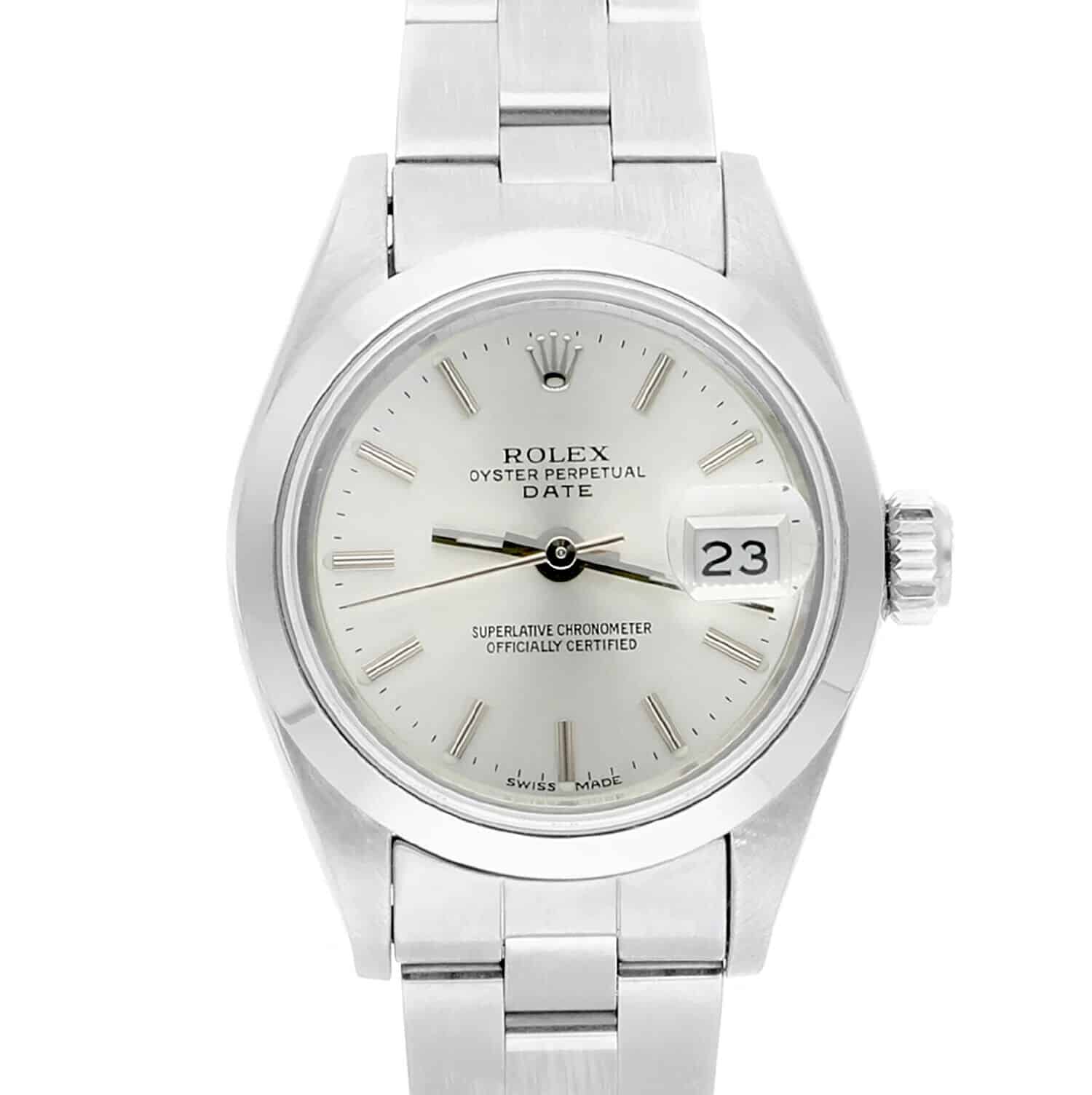 Rolex Date Silver Dial Oyster Bracelet Stainless Steel Ladies Watch 69160