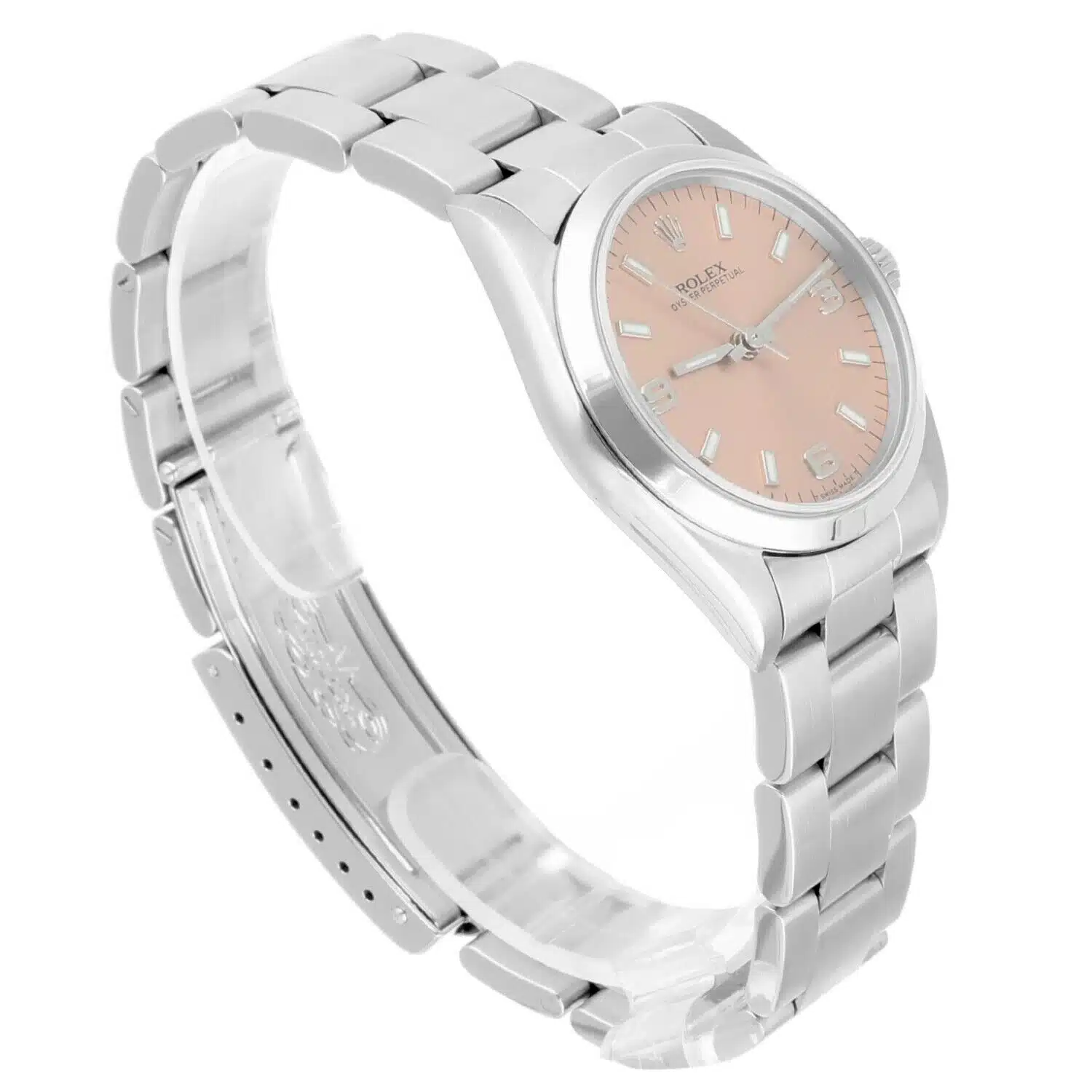 Rolex Oyster Perpetual 77080 Midsize Salmon Dial Steel Ladies Watch – image 6