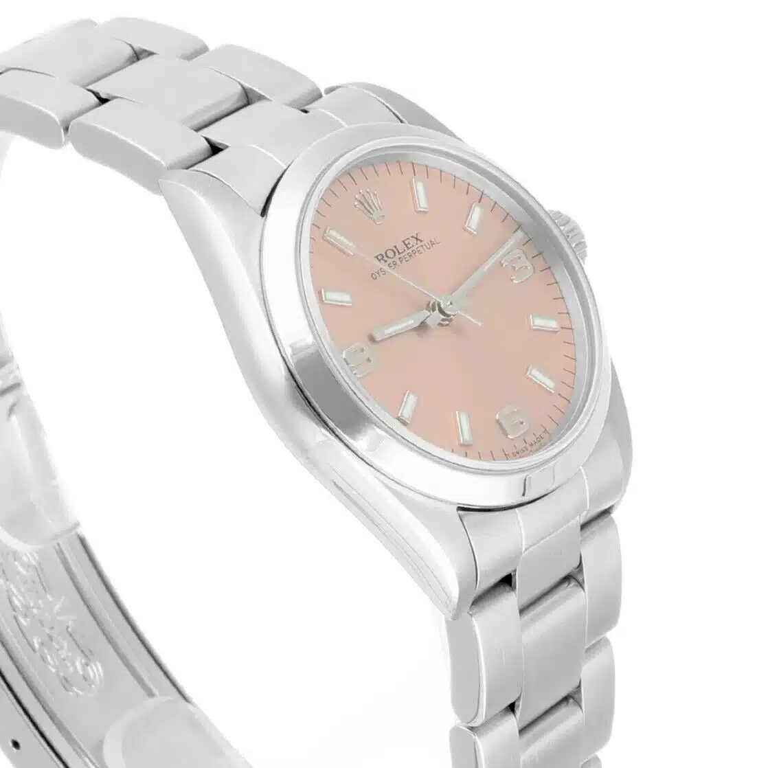 Rolex Oyster Perpetual 77080 Midsize Salmon Dial Steel Ladies Watch – image 5
