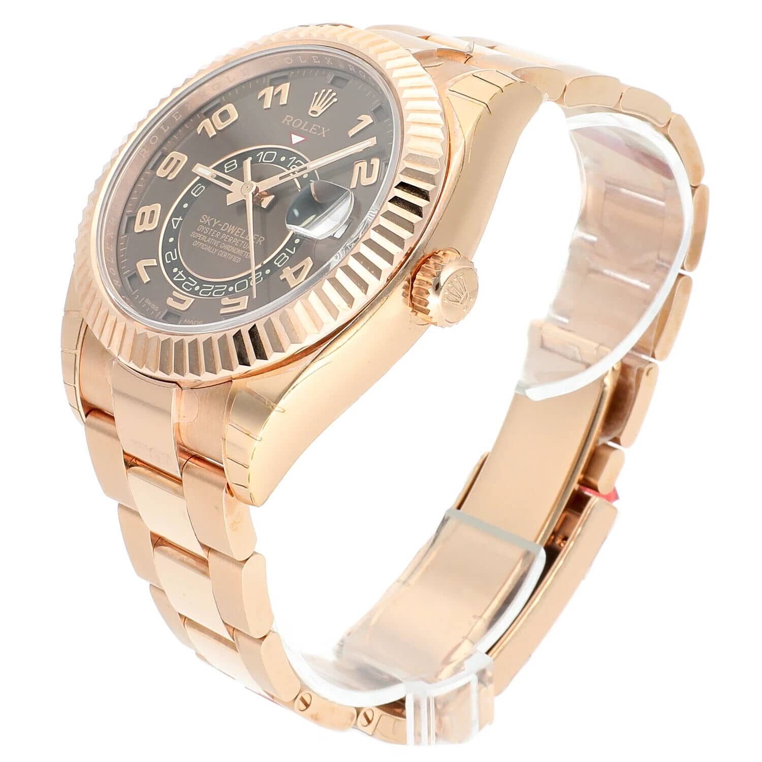 Rolex Sky-Dweller 42mm Everose Gold Mens Oyster Bracelet Watch 326935 Stickers!