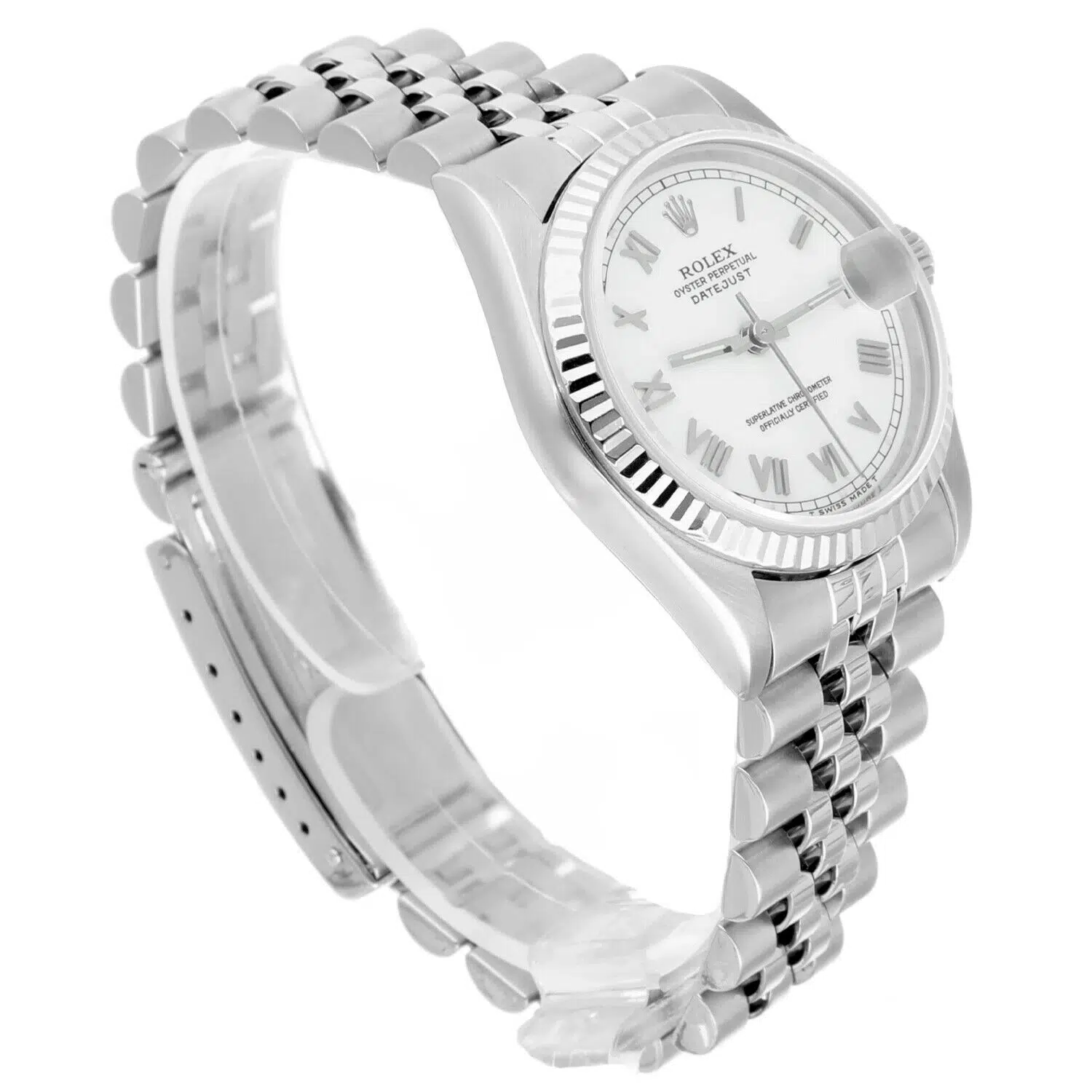 Rolex Datejust 68274 31mm White Roman Dial Stainless Steel Watch White Gold Bezel – image 5