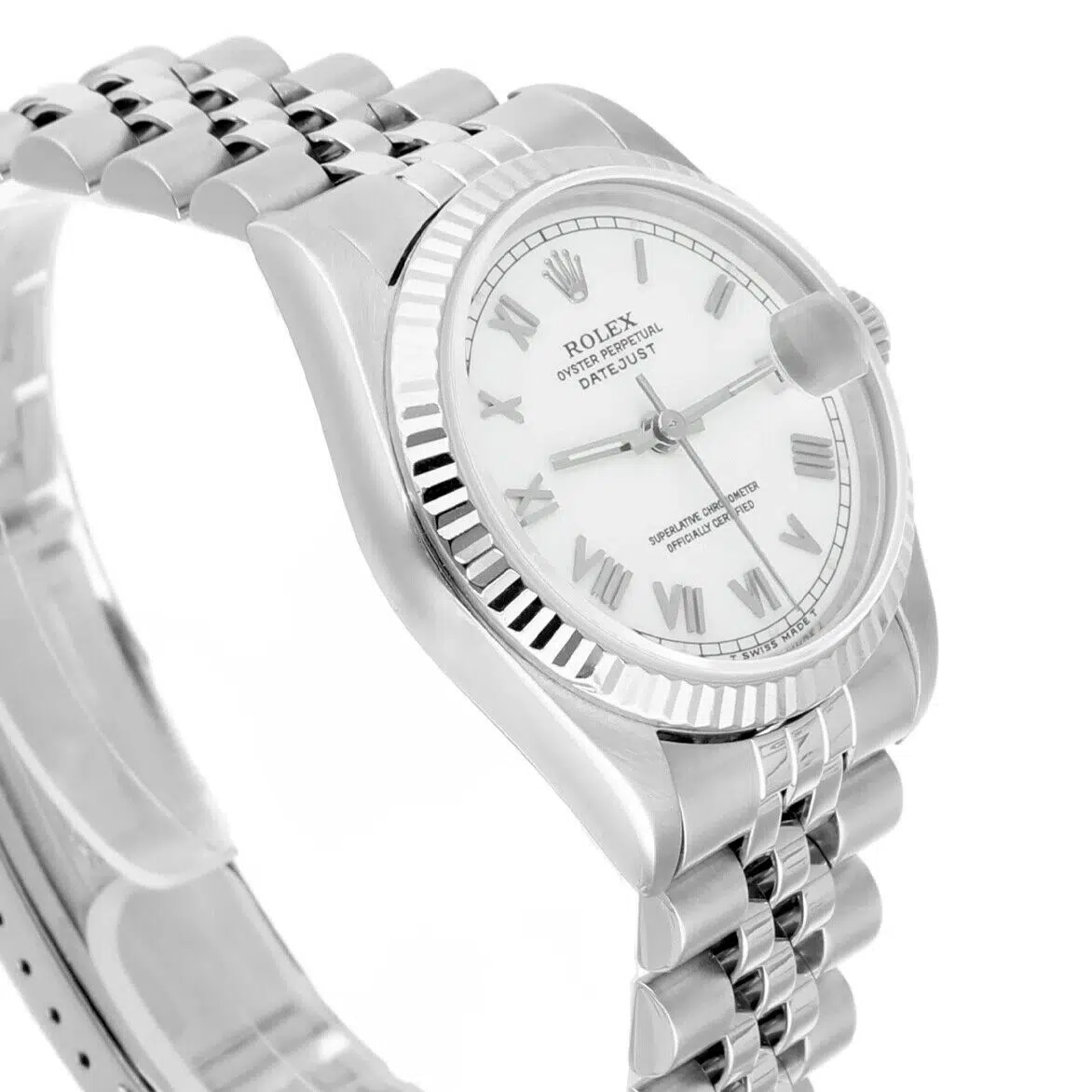 Rolex Datejust 68274 31mm White Roman Dial Stainless Steel Watch White Gold Bezel – image 6