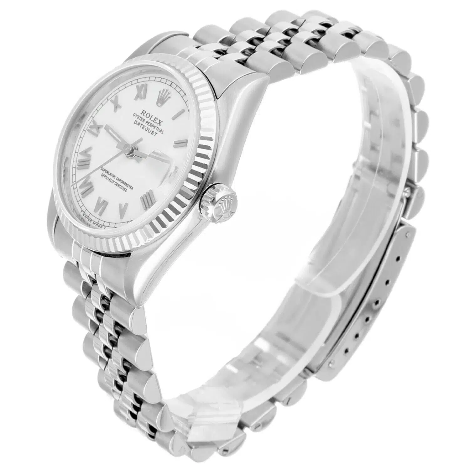 Rolex Datejust 68274 31mm White Roman Dial Stainless Steel Watch White Gold Bezel – image 4
