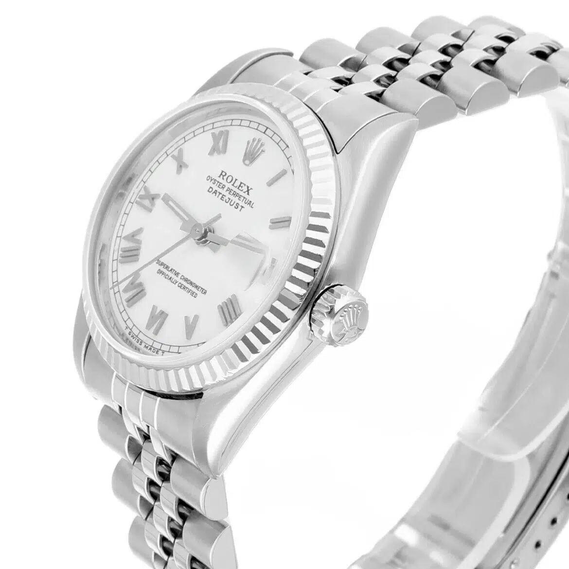 Rolex Datejust 68274 31mm White Roman Dial Stainless Steel Watch White Gold Bezel – image 3