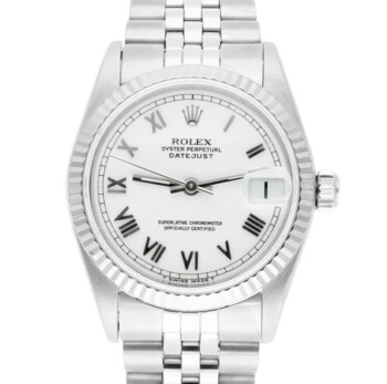 Rolex Datejust 68274 31mm White Roman Dial Stainless Steel Watch White Gold Bezel