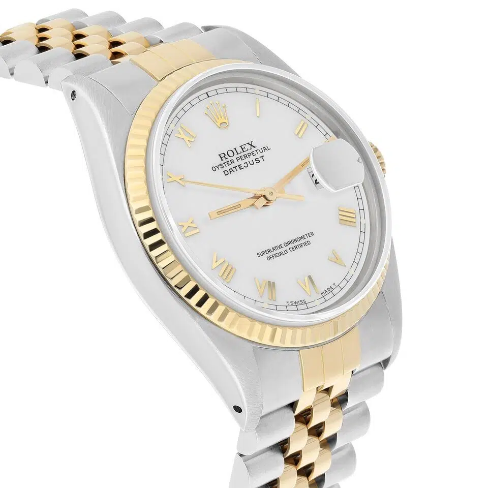 Rolex Datejust 36mm Two Tone White Roman Numeral Dial Jubilee 16233 Circa 1990 – image 4