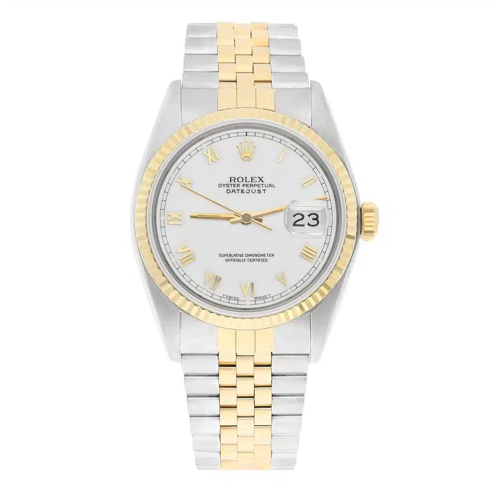 Rolex Datejust 36mm Two Tone White Roman Numeral Dial Jubilee 16233 Circa 1990 – image 2