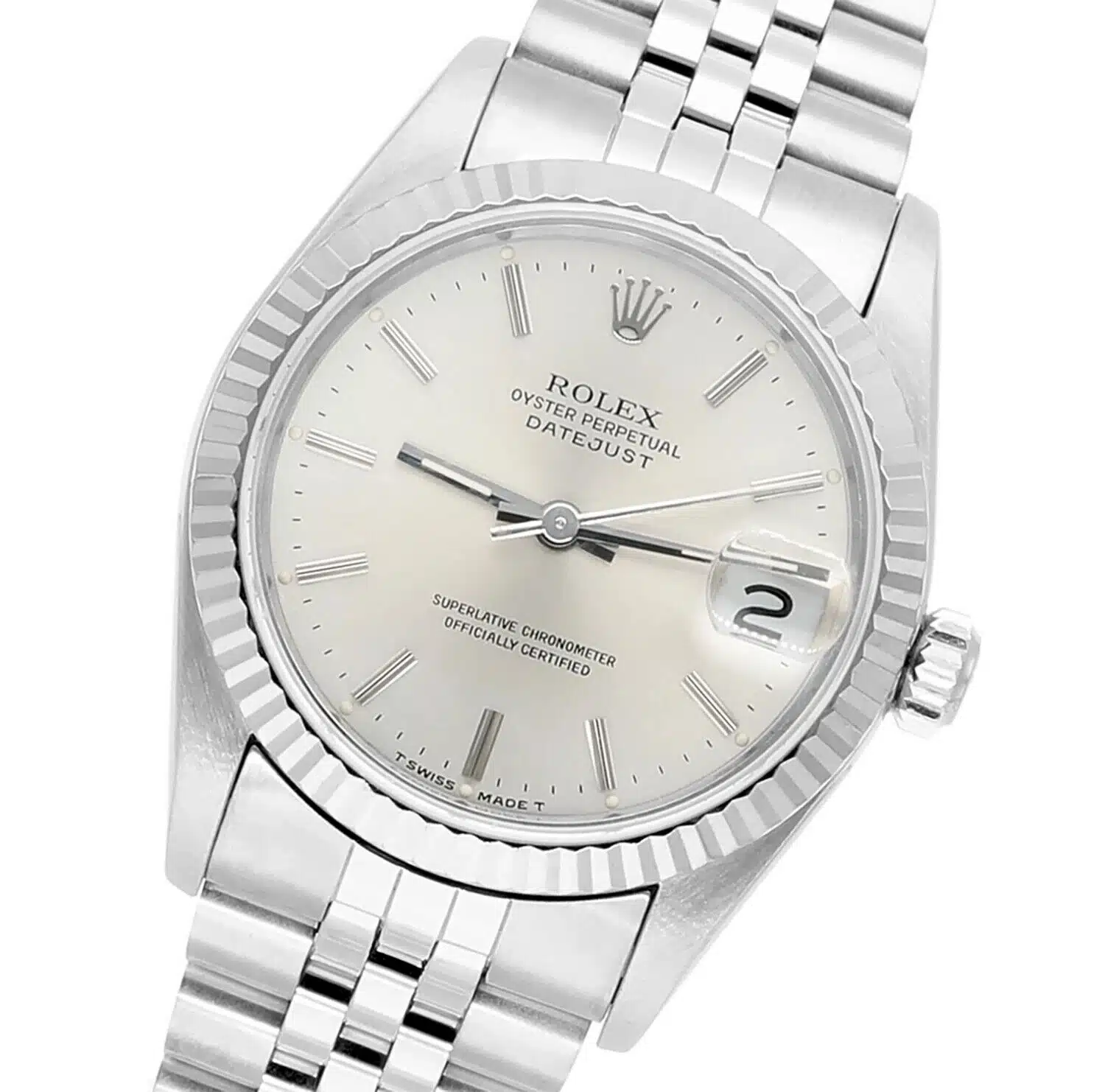 Rolex Datejust 31 68274 Silver Index Dial Stainless Steel Watch White Gold Bezel – image 7