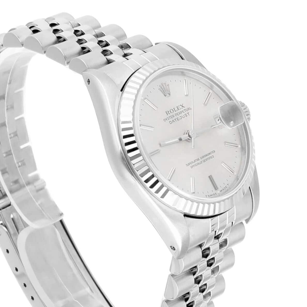Rolex Datejust 31mm Silver Index Dial Stainless Steel Watch White Gold Bezel 68274