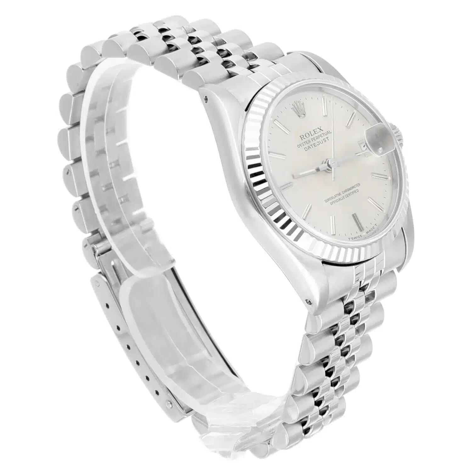 Rolex Datejust 31 68274 Silver Index Dial Stainless Steel Watch White Gold Bezel – image 5