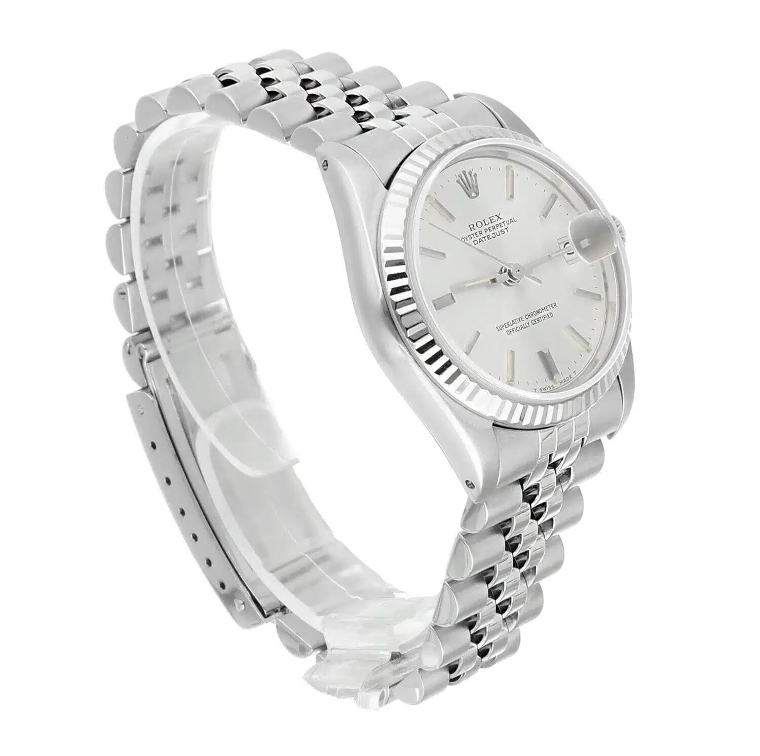 Rolex Datejust 31mm Silver Stick Dial Stainless Steel Watch White Gold Bezel – image 6