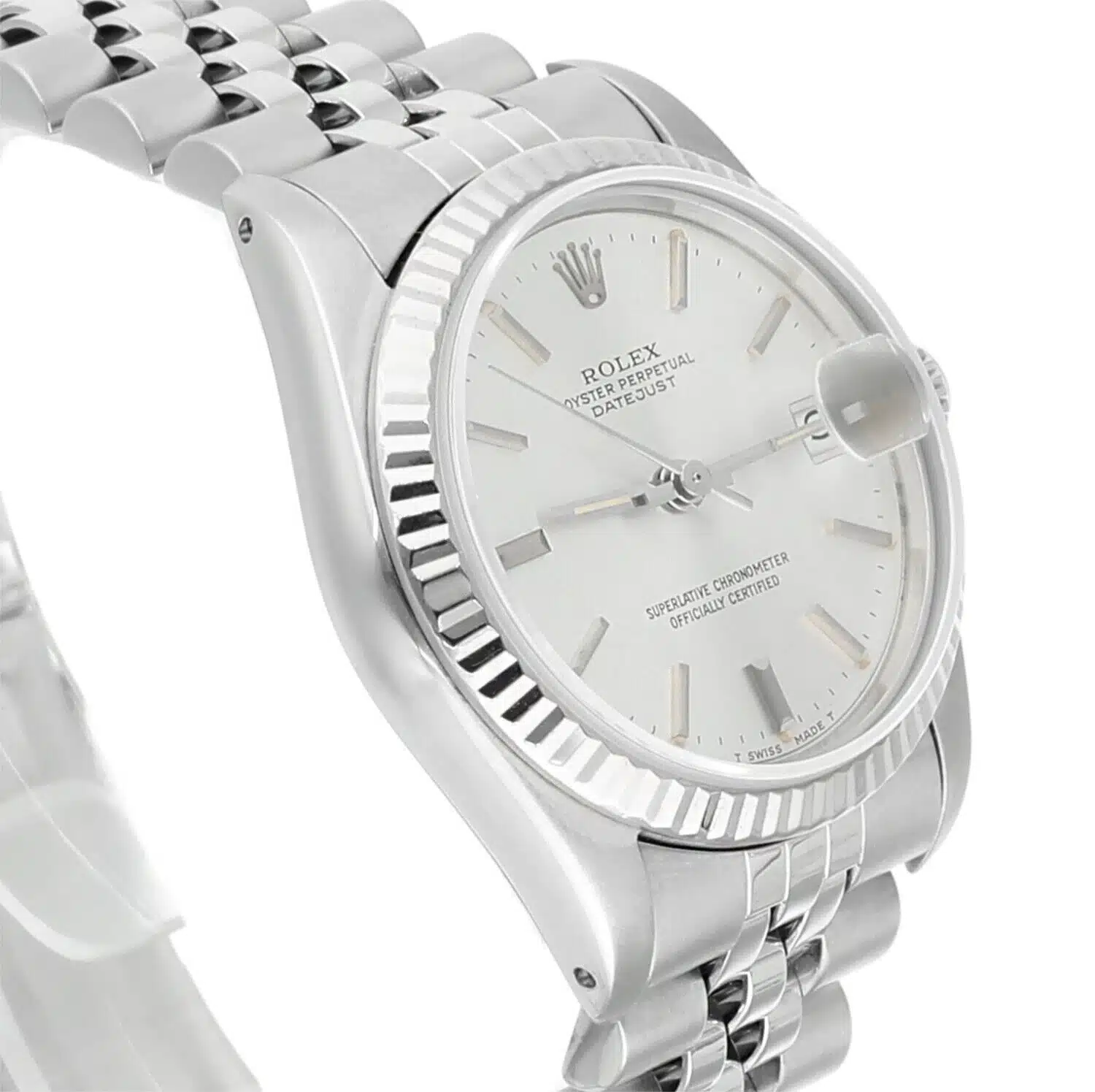 Rolex Datejust 31mm Silver Stick Dial Stainless Steel Watch White Gold Bezel – image 5