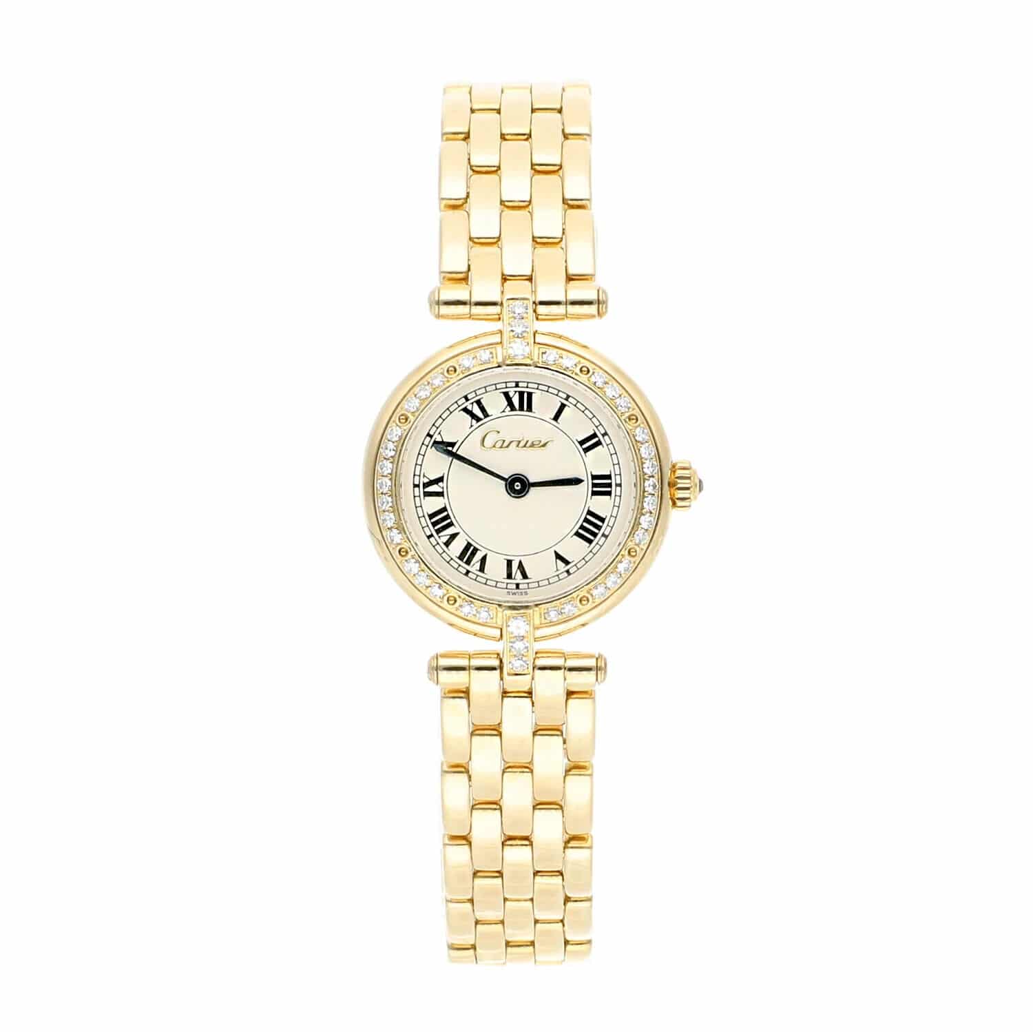 Cartier Panthère Vendome 18k 8057916 Yellow Gold Watch with Factory Diamonds 23mm