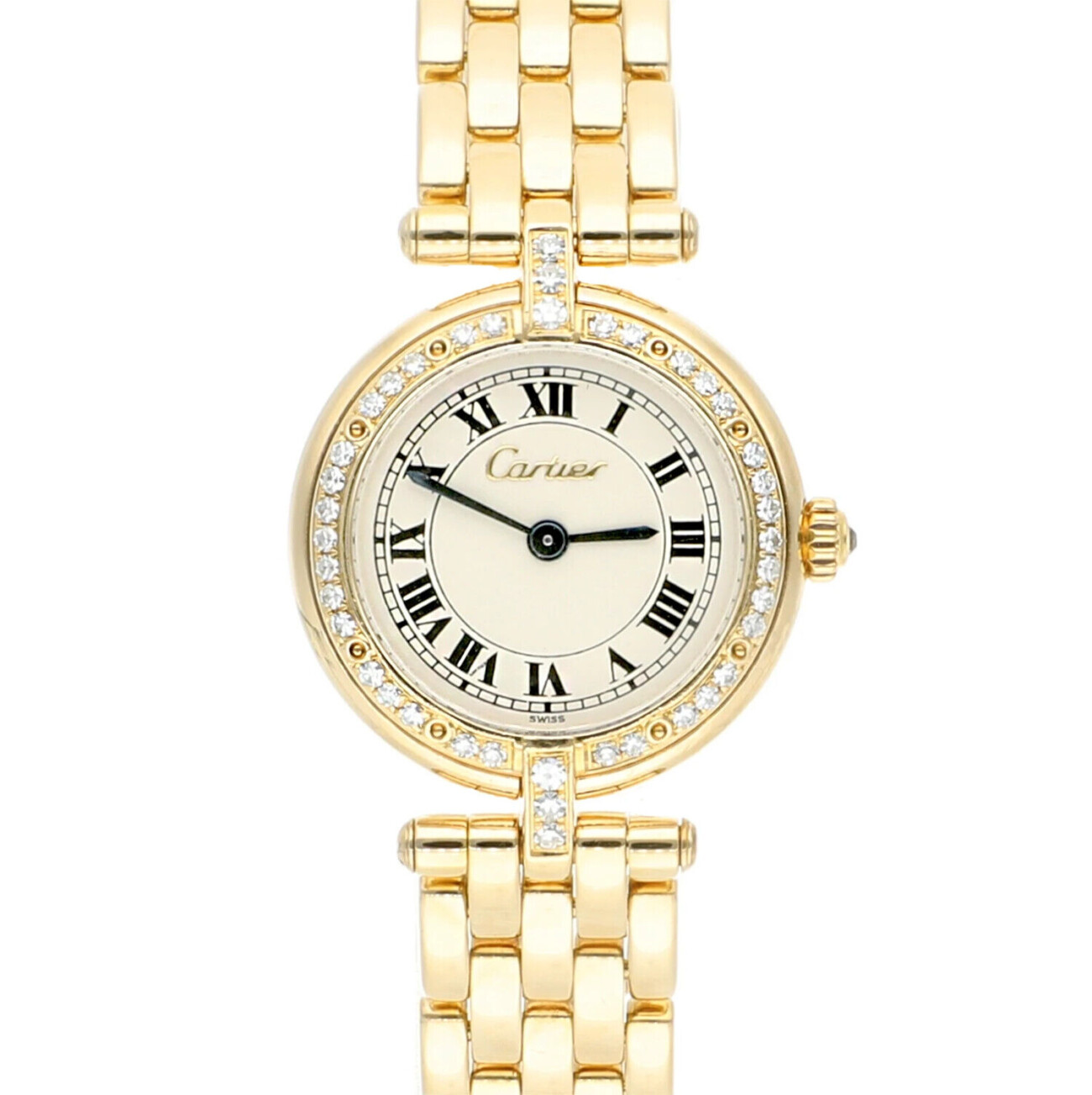 Cartier Panthère Vendome 18k 8057916 Yellow Gold Watch with Factory Diamonds 23mm