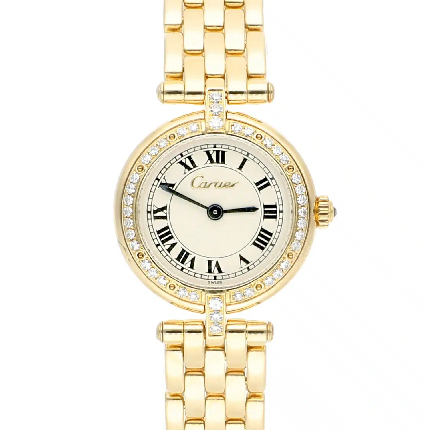 Cartier Panthère Vendome 18k 8057916 Yellow Gold Watch with Factory Diamonds 23mm
