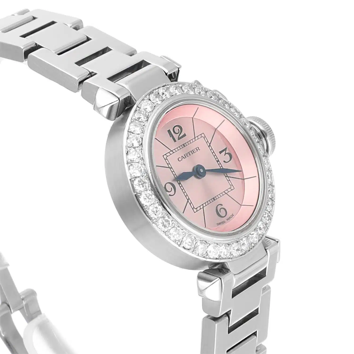 Cartier Miss Pasha Steel Pink Dial Ladies Watch W3140008 with Diamond Bezel – image 6